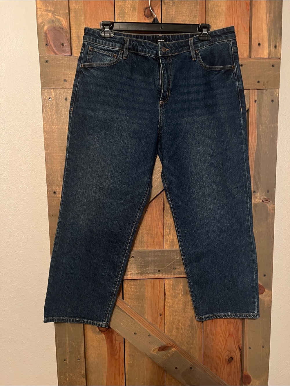 Express Women's Boyfriend Jeans in Dark Blue Wash